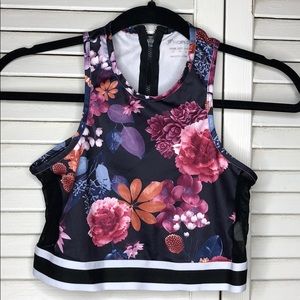Crop top sport bra flower print summer workout